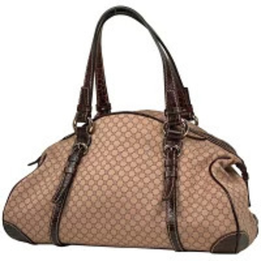 Celine Macadam handbag Boston embossed canvas beige brown